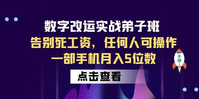 数字 改运实战弟子班：告别死工资，任何人可操作，一部手机月入5位数-智宝网创