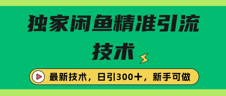 独家闲鱼引流技术，日引300＋实战玩法-智宝网创