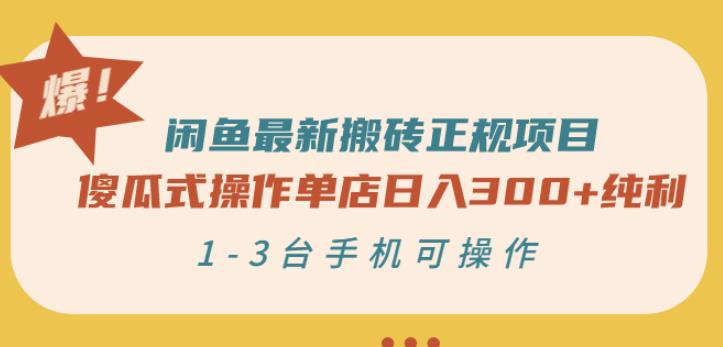 闲鱼最新搬砖正规项目：傻瓜式操作单店日入300+纯利，1-3台手机可操作-智宝网创