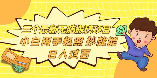 三个最新无脑搬砖项目，小白用手机照抄就能日入过百-智宝网创