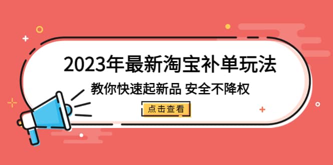 2023年最新淘宝补单玩法，教你快速起·新品，安全·不降权（18课时）-智宝网创