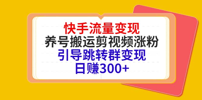 快手流量变现，养号搬运剪视频涨粉，引导跳转群变现日赚300+-智宝网创