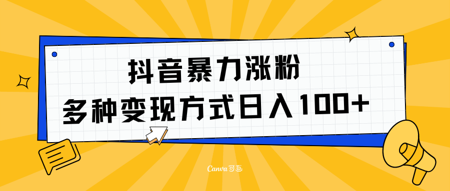 抖音暴力涨粉：多方式变现 日入100+-智宝网创