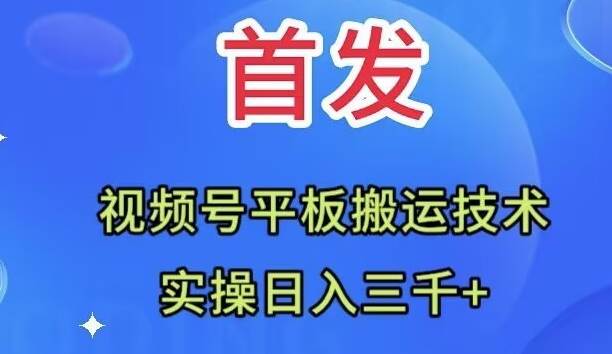 全网首发：视频号平板搬运技术，实操日入三千＋-智宝网创