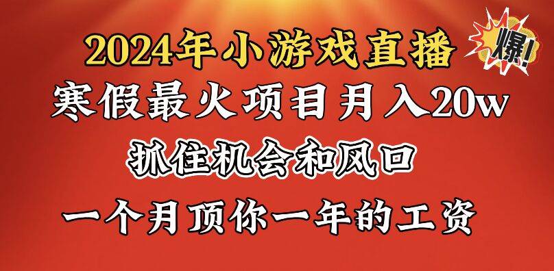 2024年寒假爆火项目，小游戏直播月入20w+，学会了之后你将翻身-智宝网创