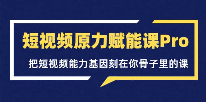 短视频原力赋能课Pro，把短视频能力基因刻在你骨子里的课（价值4999元）-智宝网创