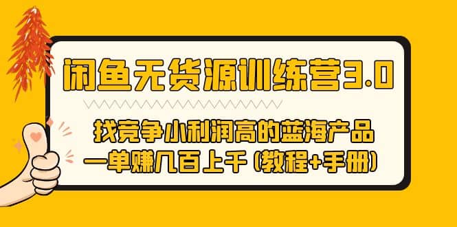 闲鱼无货源训练营3.0 找竞争小利润高的蓝海产品 一单赚几百上千(教程+手册)-智宝网创