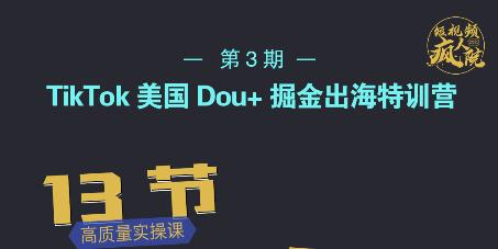 TikTok美国Dou+掘金出海特训营，美国dou+成功投放95%-智宝网创