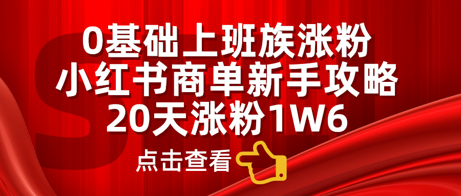 0基础上班族涨粉，小红书商单新手攻略，20天涨粉1.6w-智宝网创