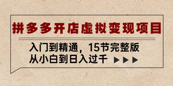 拼多多开店虚拟变现项目：入门到精通（15节完整版）-智宝网创