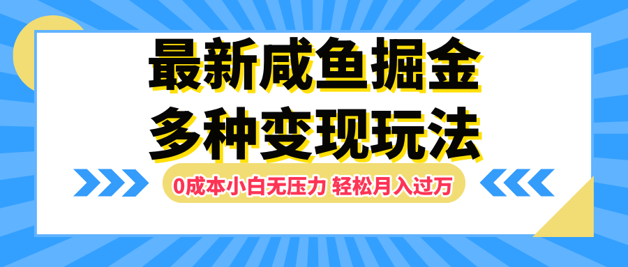最新咸鱼掘金玩法，更新玩法，0成本小白无压力，多种变现轻松月入过万-智宝网创
