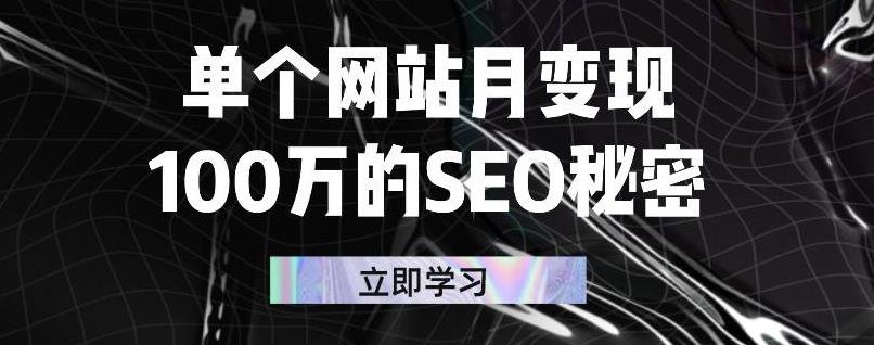 单个网站月变现100万的SEO秘密，百分百做出赚钱站点-智宝网创
