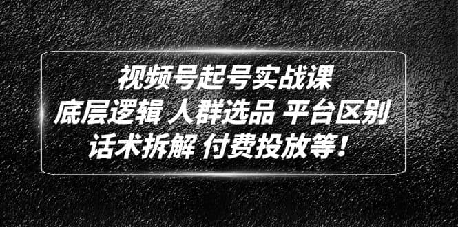 视频号起号实战课：底层逻辑 人群选品 平台区别 话术拆解 付费投放等-智宝网创