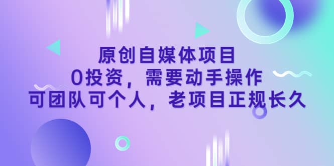原创自媒体项目，0投资，需要动手操作，可团队可个人，老项目正规长久-智宝网创