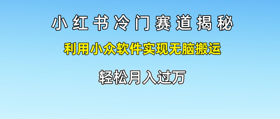小红书冷门赛道揭秘,轻松月入过万，利用小众软件实现无脑搬运，-智宝网创