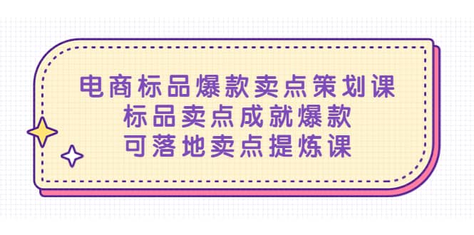电商标品爆款卖点策划课，标品卖点成就爆款，可落地卖点提炼课-智宝网创