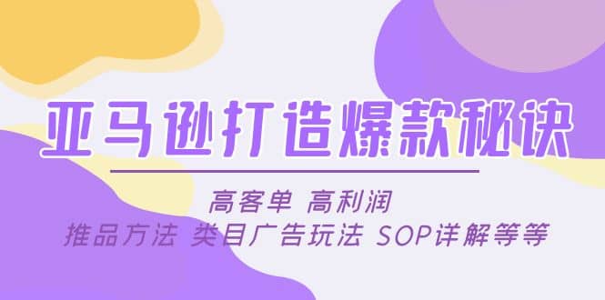 亚马逊打造爆款秘诀：高客单 高利润 推品方法 类目广告玩法 SOP详解等等-智宝网创