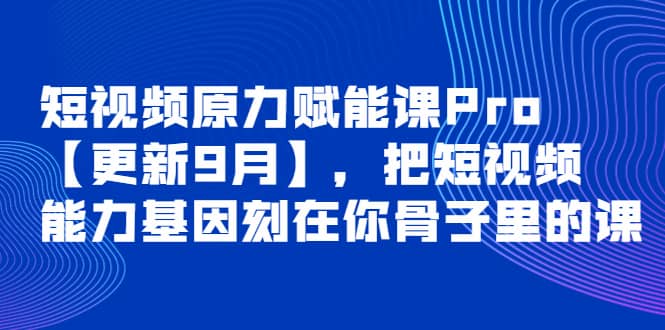 短视频原力赋能课Pro【更新9月】，把短视频能力基因刻在你骨子里的课-智宝网创