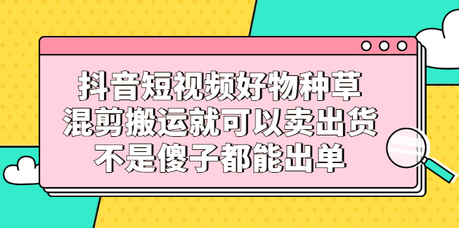 抖音短视频好物种草，混剪搬运就可以卖出货，不是傻子都能出单-智宝网创