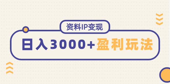 资料IP变现，持续性盈利玩法-智宝网创