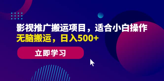 影视推广搬运项目，适合小白操作，无脑搬运，日入500+-智宝网创