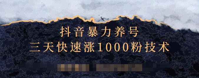 抖音暴力养号，三天快速涨1000粉技术【视频课程】-智宝网创