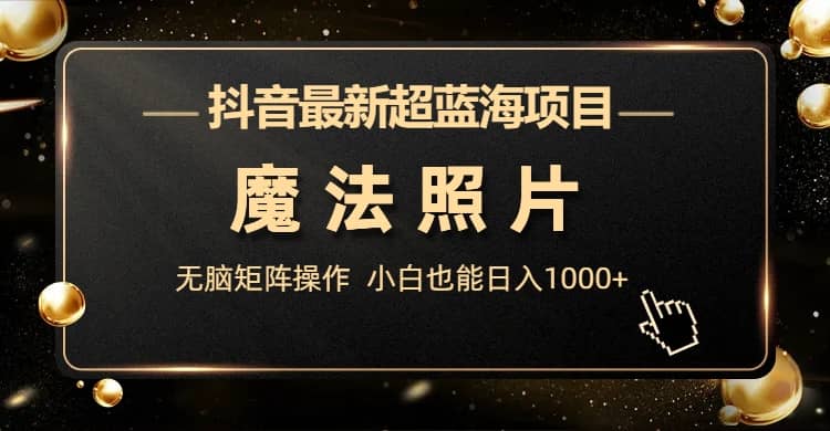 抖音最新超蓝海项目，魔法照片，无脑矩阵操作，小白也能日入1000+-智宝网创