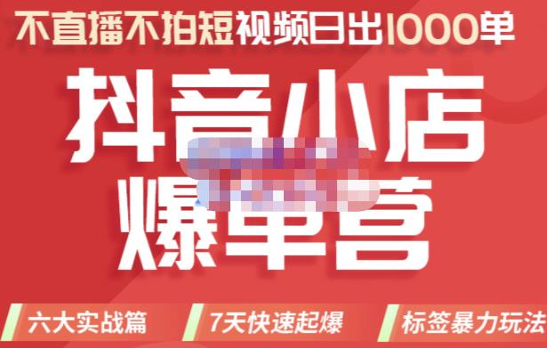 2022年抖音小店爆单营，不直播、不拍短视频、日出1000单，暴力玩法-智宝网创