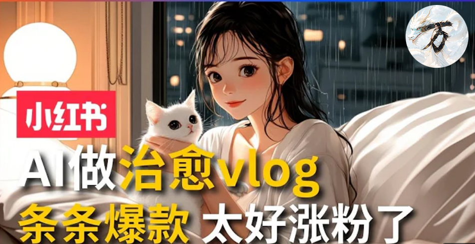AI治愈系vlog动画视频，小红书7天 涨粉破千，商单报价1500+，0成本制作，日入2000+，有手就会 -智宝网创