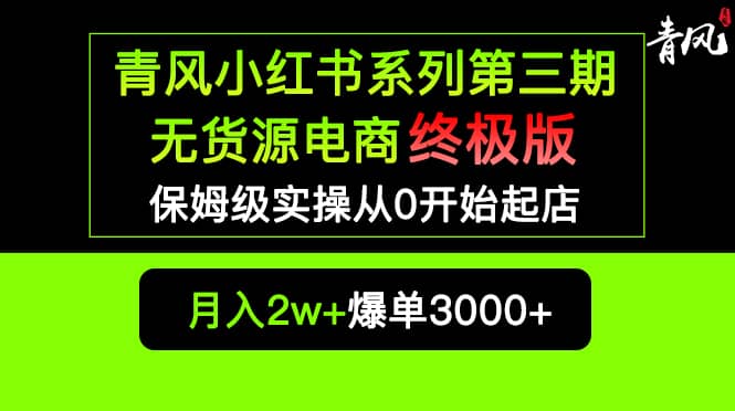 小红书无货源电商爆单终极版【视频教程+实战手册】保姆级实操从0起店爆单-智宝网创