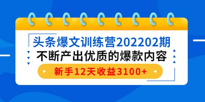 头条爆文训练营202202期，不断产出优质的爆款内容-智宝网创