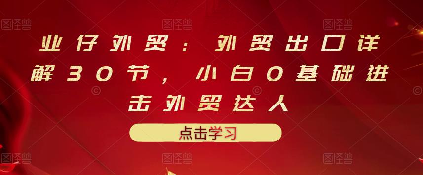 业仔外贸：外贸出口详解30节，小白0基础进击外贸达人 价值666元-智宝网创