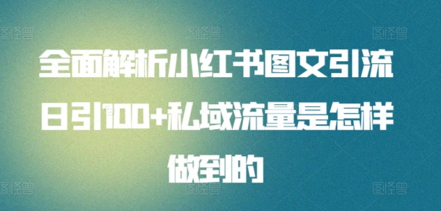 日引流100私域流量小红书图文是怎样做到的全面解析-智宝网创