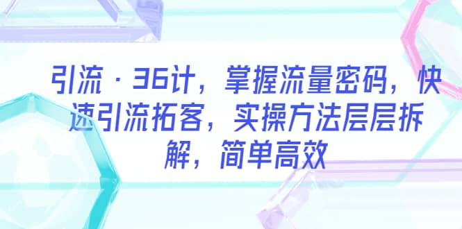 引流·36计，掌握流量密码，快速引流拓客，实操方法层层拆解，简单高效-智宝网创