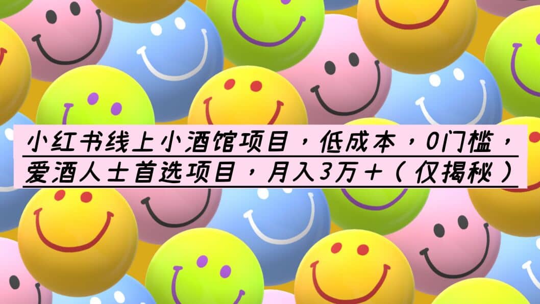 小红书线上小酒馆项目，低成本，0门槛，爱酒人士首选项目，月入3万＋-智宝网创