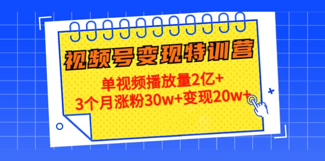 20天视频号变现特训营：单视频播放量2亿+-智宝网创