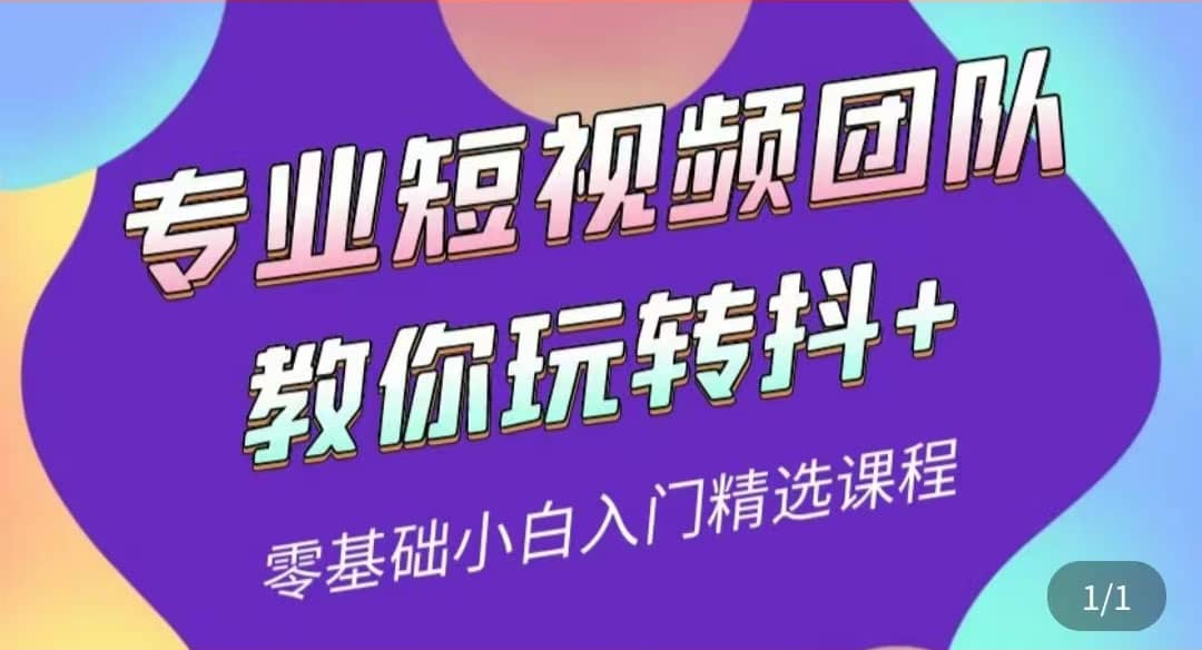 专业短视频团队教你玩转抖+0基础小白入门精选课程（价值399元）-智宝网创