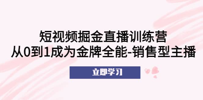 短视频掘金直播训练营：从0到1成为金牌全能-销售型主播-智宝网创