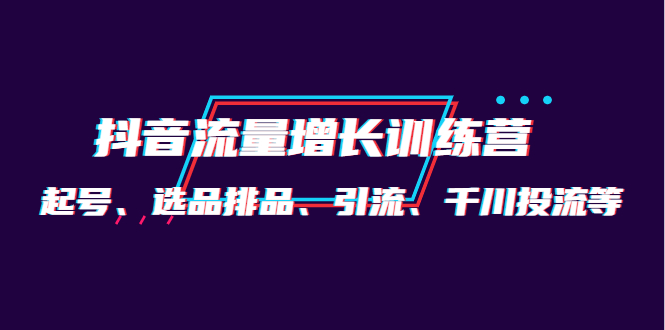 月销1.6亿实操团队·抖音流量增长训练营：起号、选品排品、引流 千川投流等-智宝网创