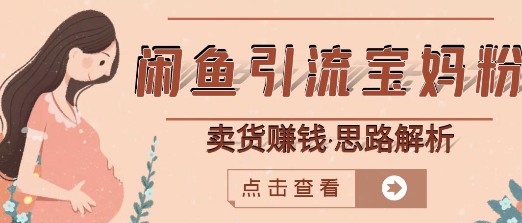 闲鱼引流宝妈粉+卖货赚钱一个月收益30000+（实操视频教程）-智宝网创