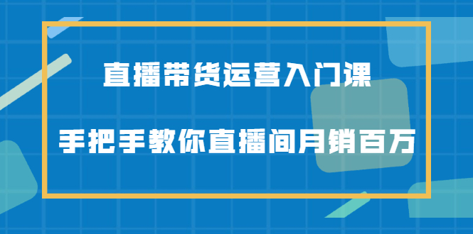 直播带货运营入门课，手把手教你直播间月销百万-智宝网创