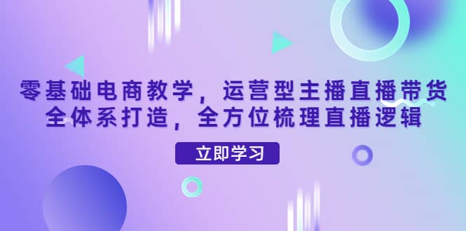零基础电商教学，运营型主播直播带货全体系打造，全方位梳理直播逻辑-智宝网创