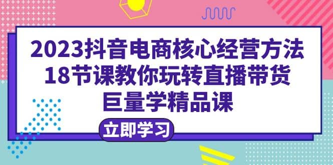 2023抖音电商核心经营方法：18节课教你玩转直播带货，巨量学精品课-智宝网创