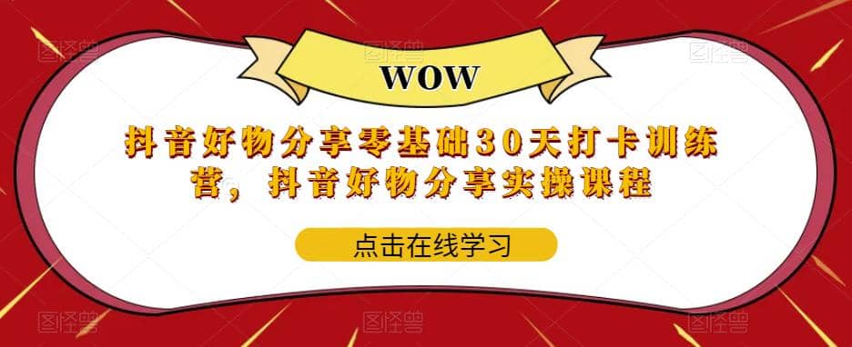 抖音好物分享0基础30天-打卡特训营，抖音好物分享实操课程-智宝网创