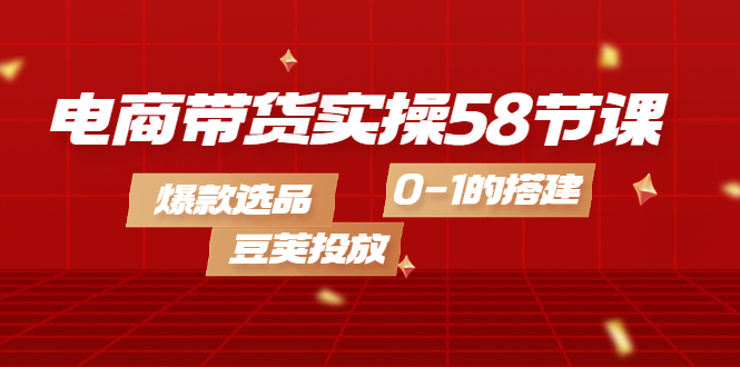 电商带货实操58节课，爆款选品，豆荚投放，0-1的搭建-智宝网创