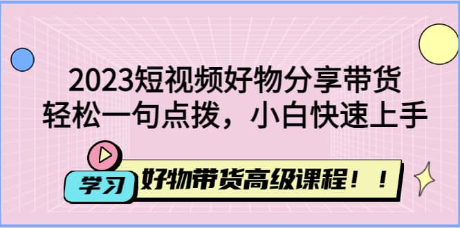 2023短视频好物分享带货，好物带货高级课程，轻松一句点拨，小白快速上手-智宝网创