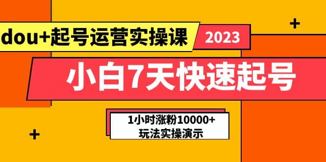 小白7天快速起号：dou+起号运营实操课，实战1小时涨粉10000+玩法演示-智宝网创