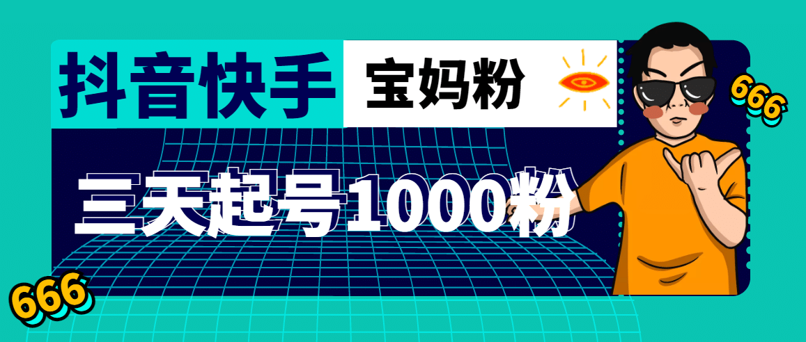 抖音快手三天起号涨粉1000宝妈粉丝的核心方法【详细玩法教程】-智宝网创