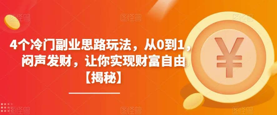 4个冷门副业思路玩法，从0到1，闷声发财，让你实现财富自由【揭秘】-智宝网创