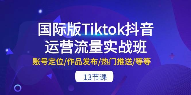 国际版Tiktok抖音运营流量实战班：账号定位/作品发布/热门推送/等等-13节-智宝网创